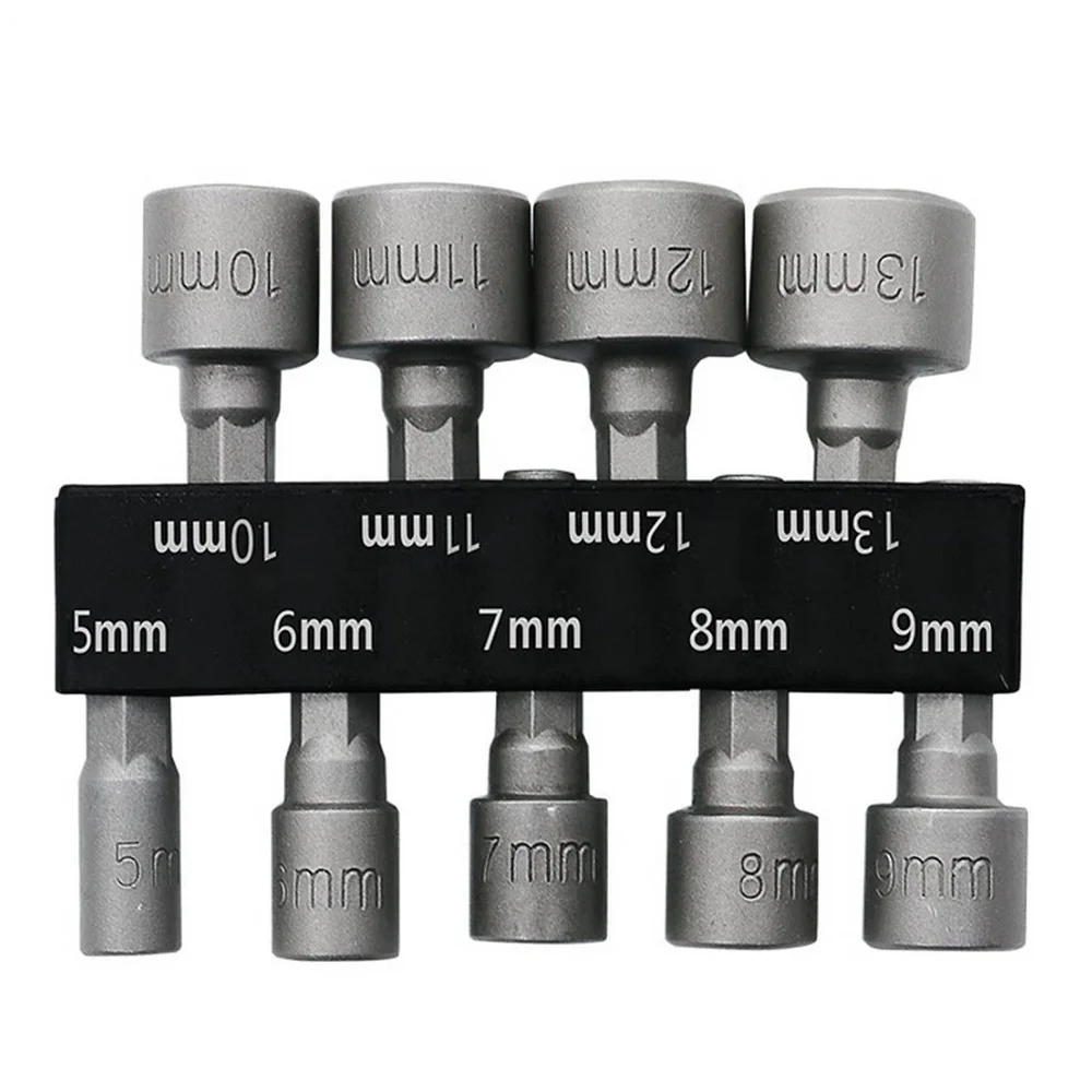 9Pcs 14pcs 5-13mm Wrench Socket Adapter Set 1/4 Inch Hex Shank Screw Nut Driver Hand Tools Metric Power Tool Drill Bit Adaptor