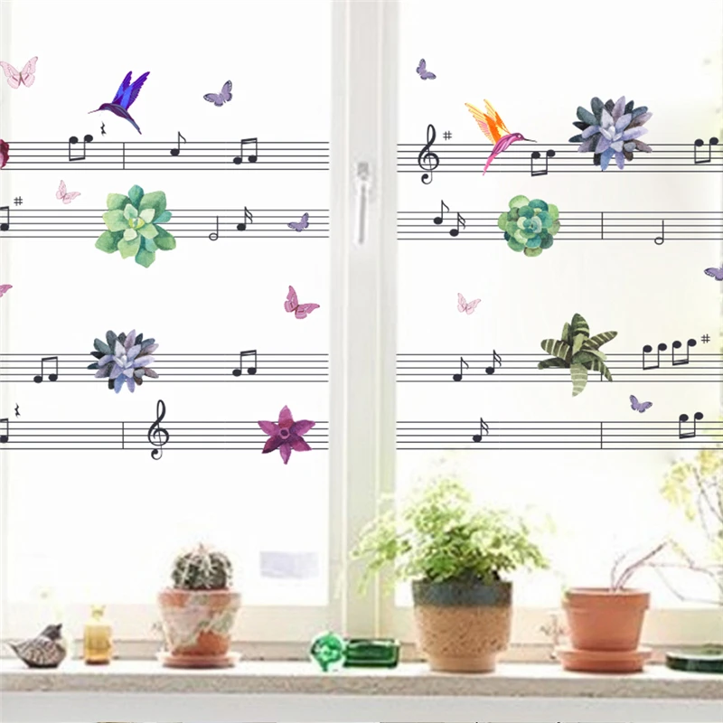 Flying Bird Butterfly On Sheet Music Musical Notes Wall Art Stickers For Shop Office Kids Room Decoration Diy Home Decal