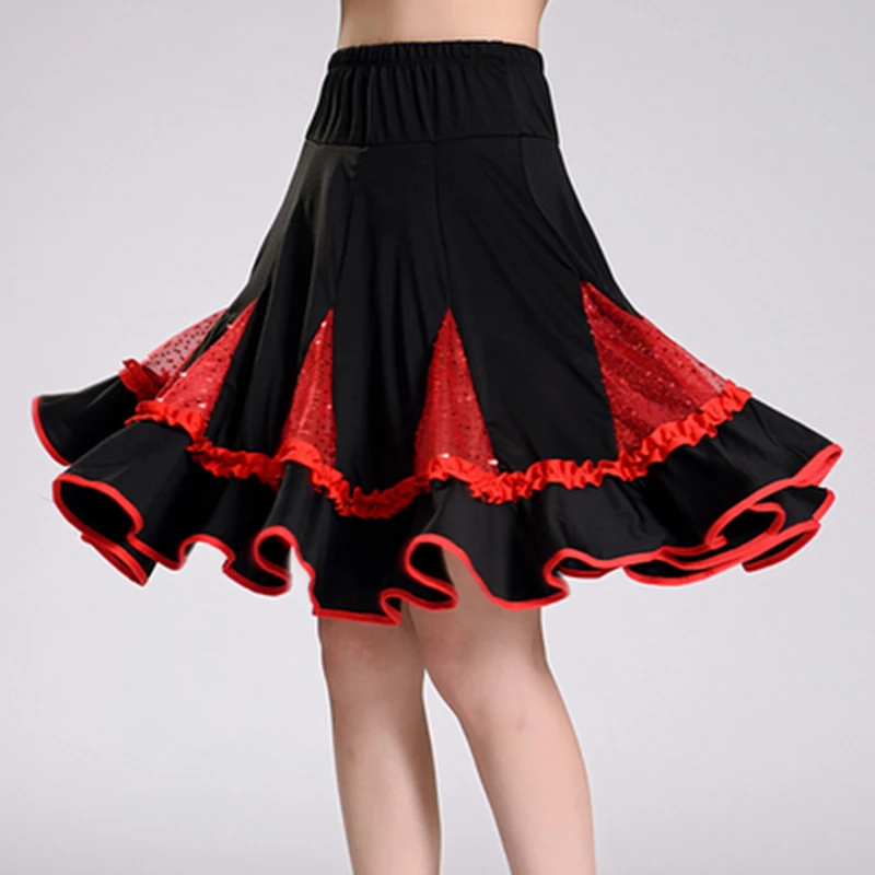 Vrouwen Latin Salsa Tango Rumba Cha Ballroom Dance Rok Groene Heldere Roze Rood Vierkante Wear Voor Vrouwen