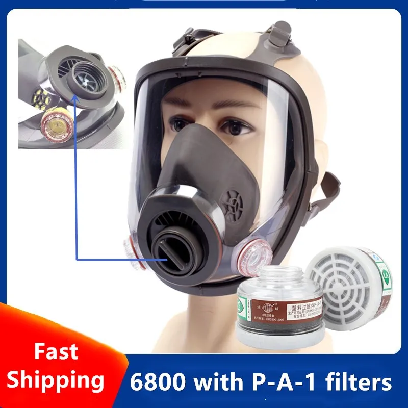 

Gas Mask 6800 Carbon Filter Box P-A-1 Large PC Lens Full-Face Proteciton Rubber Respirator 0.5m Pipe Chemical Safety Work