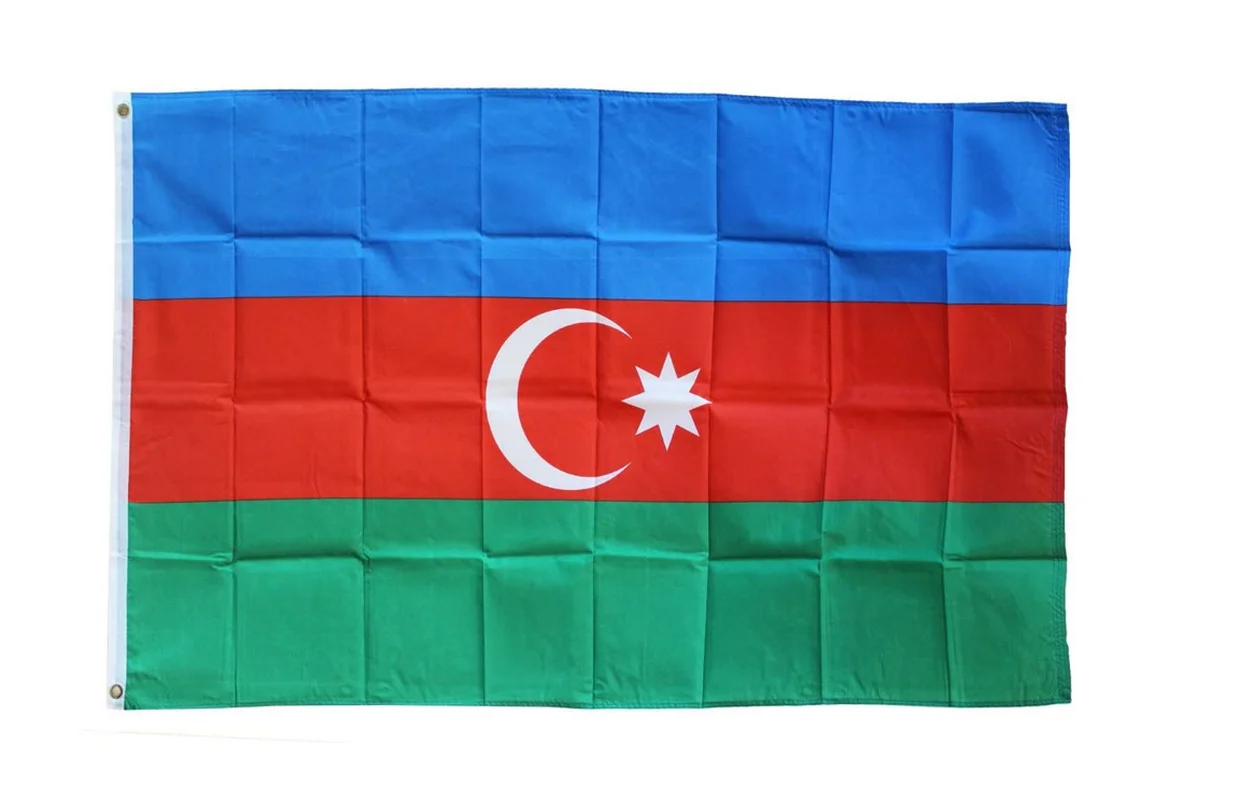 Custom AZ AZE Azerbaijan flag 90X150cm Hanging Printed Blue Red Green Azerbaijani National Flags Azerbaiyan Banner