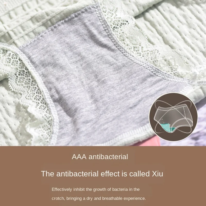 Women \'s Cotton Underwear Student Butterfly Antibacterial Briefs Breathable Mid Waist Seamless Panties Type Rise Material