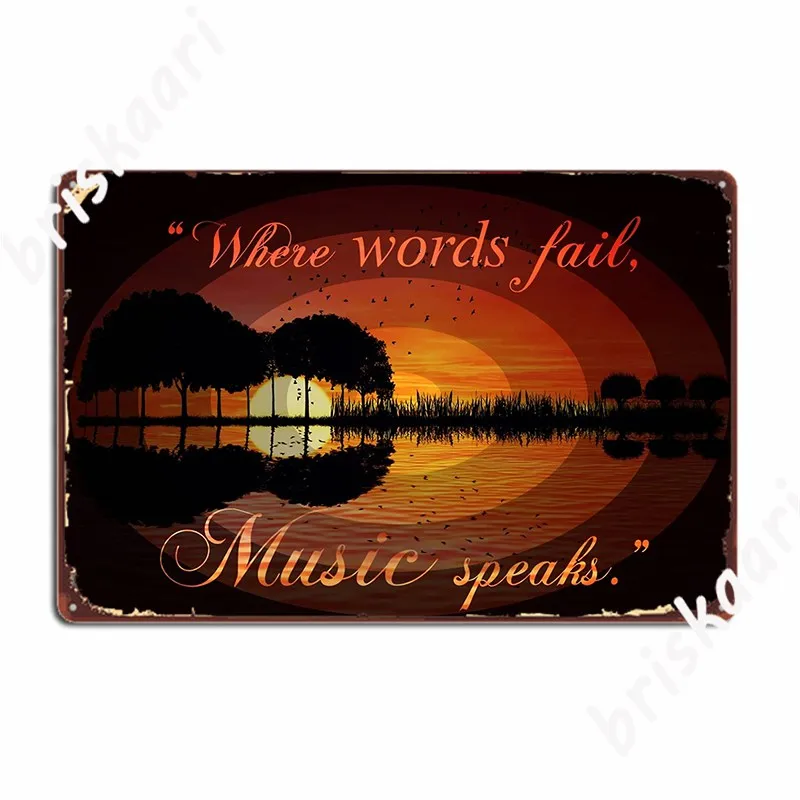 Where Words Fail, Music Speaks Metal Sign Pub Club Bar Design Plaques Tin Sign Posters