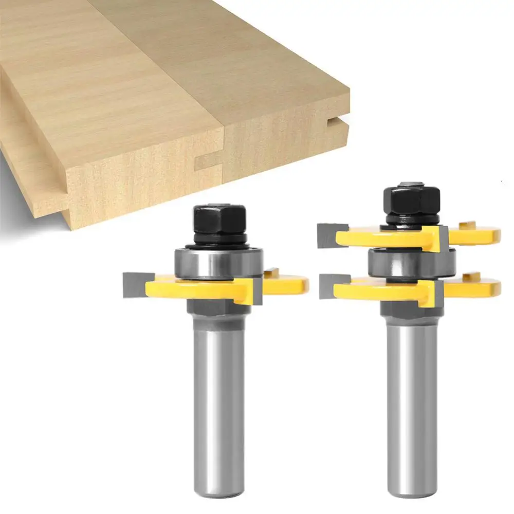 3 pc 12mm 1/2 Shank high quality Tongue & Groove Joint Assembly Router Bit 1Pc 45 Degree Lock Miter Route Set Stock Wood Cutting