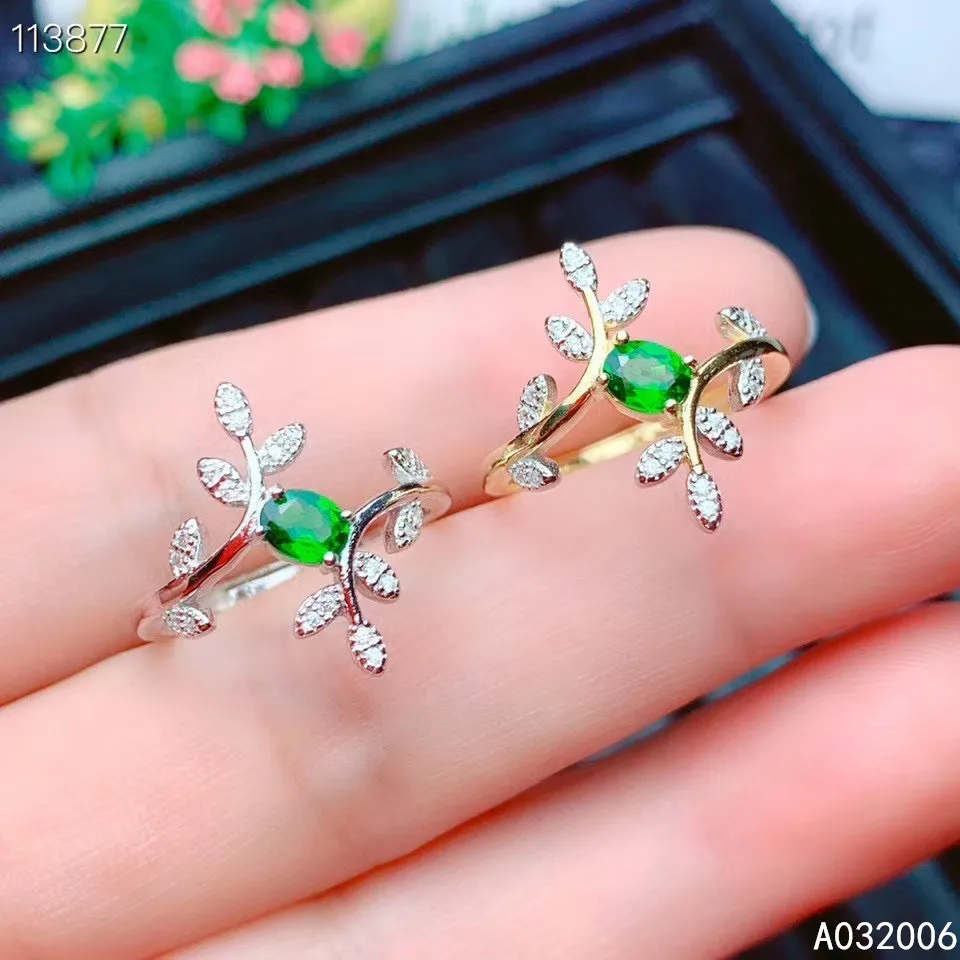 

KJJEAXCMY fine jewelry 925 sterling silver inlaid natural diopside ring delicate new female gemstone lovely support test