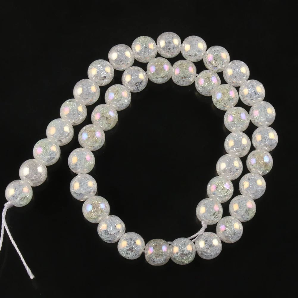 Natural Stone AB White Snow Cracked Quartz Crystal Round Beads For Jewelry Making DIY Bracelet Necklace Acessories 4 6 8 10 12mm - view 3