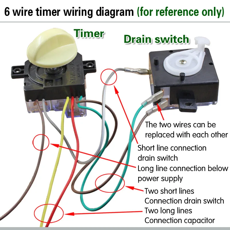 6 wire 180 degree washing machine timer Washing machine timer switch Wash timer Semi-automatic double-cylinder washing machine