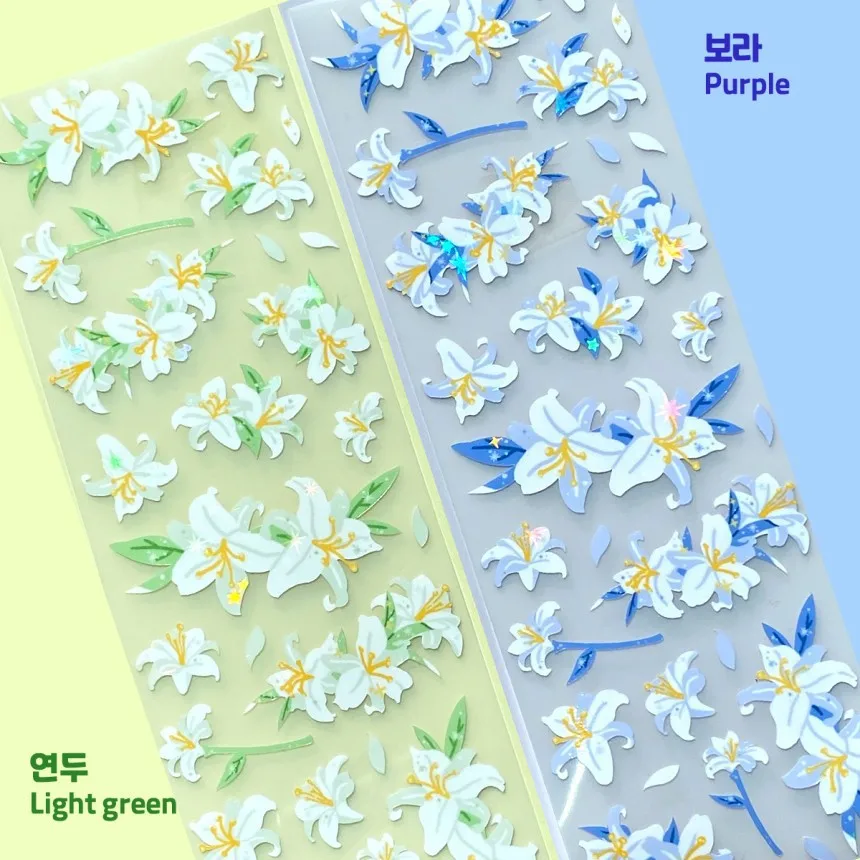 1pcs Color flower Lily Decorative PVC Stickers Scrapbooking Label Diary Stationery Album Phone Accessories Journal Planner