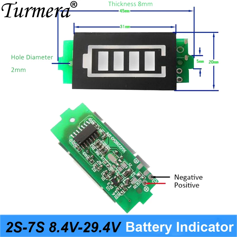 Turmera 1S-10S Moduł pojemności wskaźnika baterii litowej Lifepo4 2S 8.4V 3S 12.6V 4S 16.8V 5S 21V 6S 25V 10S 36V do wkrętarki