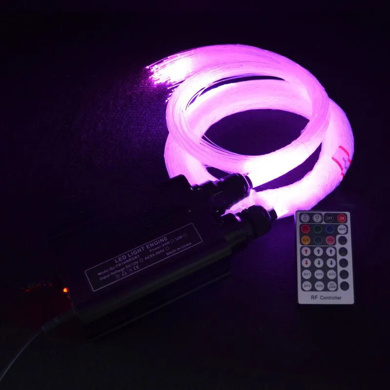 

32W LED Dual Heads Fiber Optic Light Engine Driver Generator 2 output Coupling 28KEYs Remote Control RGBW+0.75mm end glow Cable