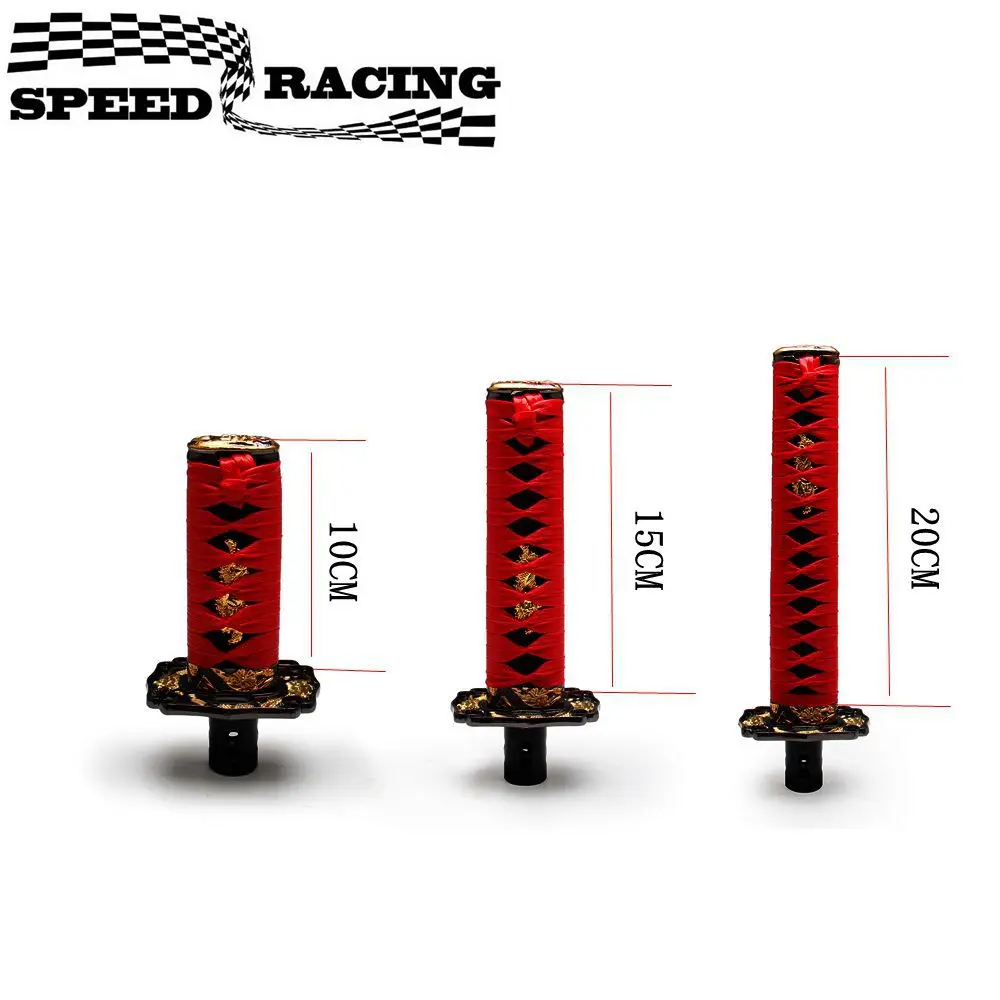 ידית הילוכים אוניברסלית JDM Samurai Sword Swft Knob Katana Knife Square Leather Gear Shift Knob Shifter Lever