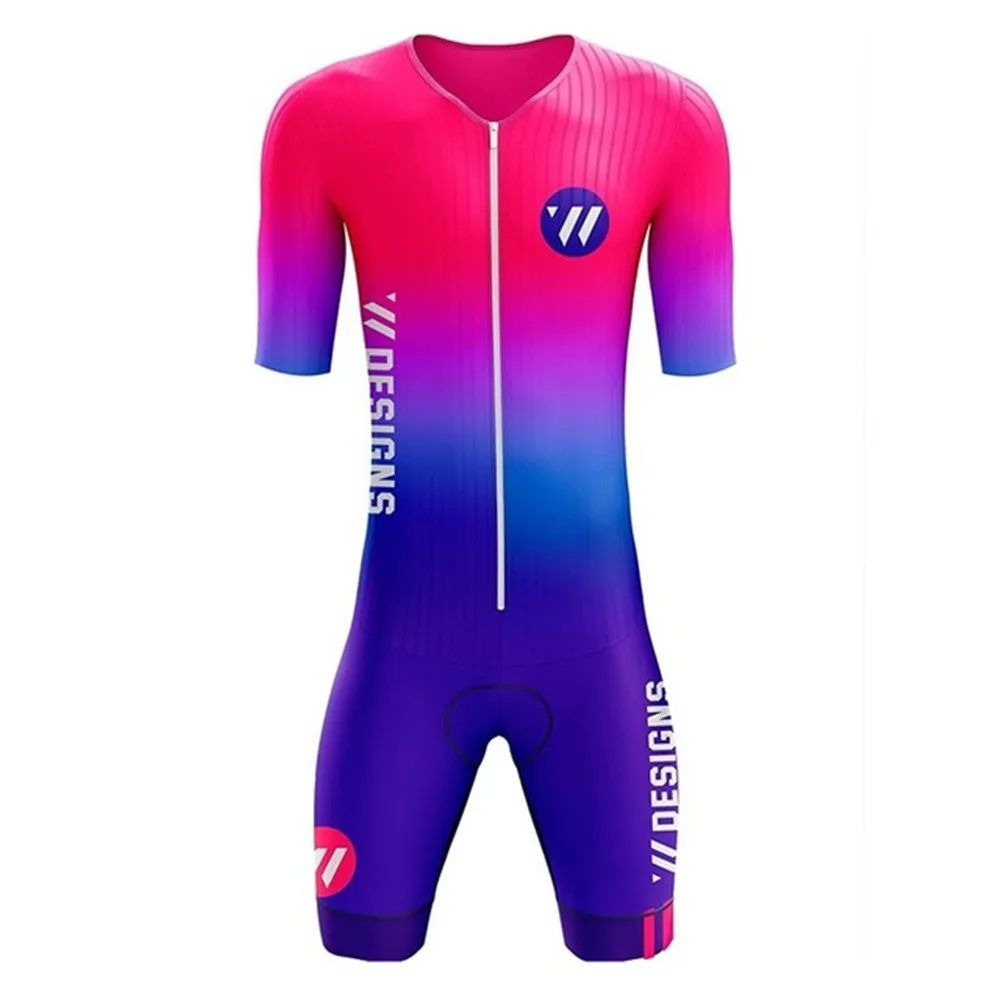 Vvsport-Triathlon Skinsuit for Men, Cycling Set, Short Sleeve, MTB Bike Clothes, Tri Suit, Outdoor Swim Run Racing Jumpsuit