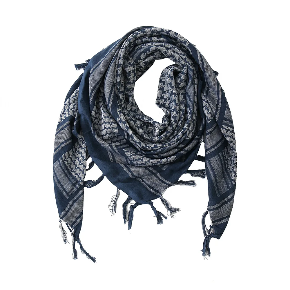 100% Cotton Scarf Men Military Shemagh Tactical Desert Keffiyeh Head Neck Scarf Arab Head Wraps with Tassel Square Outdoor Shawl