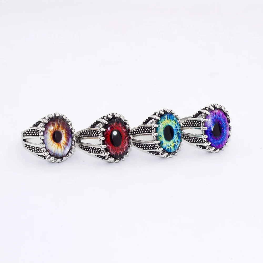 25 Pcs/Lot Wholesale Mix Eye Ring Unique Design Eye Silver Tone Ring Vintage Men Women Punk Jewelry 2022 New