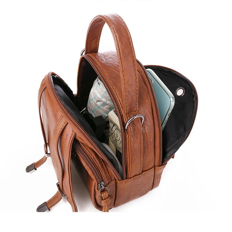 Multifunktionale Weiche PU Leder Kleine Schulter Tasche Für Frauen Vintage Mode Umhängetasche Weibliche Geldbörse Handy Handtasche – Detail 17