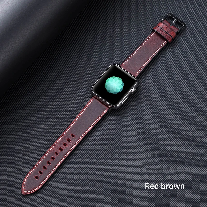 Leather strap For Apple watch band 44mm 40mm iWatch band 38mm 42mm Genuine leather bracelet Apple watch 6 5 4 3 se 44 40 42 38mm