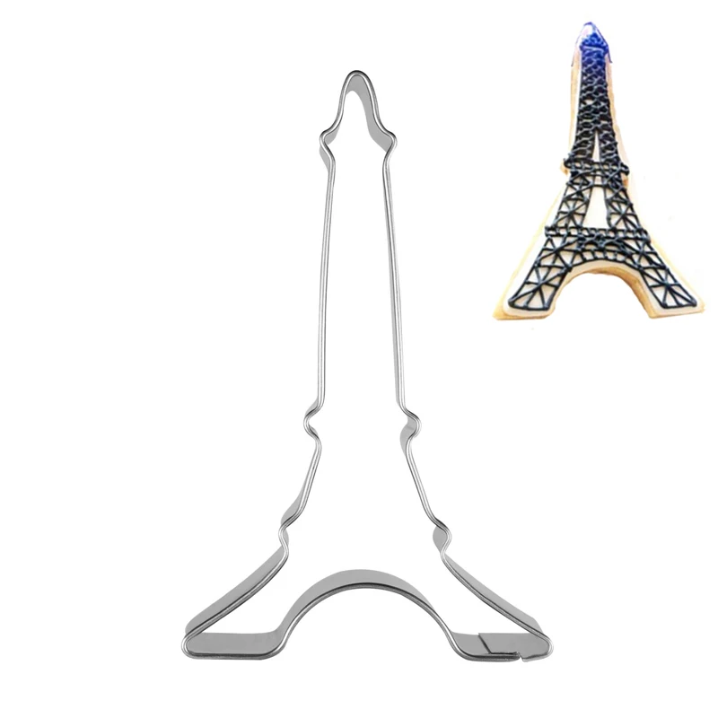 Chất Lượng Cao Tháp Eiffel 3D Bánh Quy Khuôn Mẫu Đảng Cưới Fondant Dụng Cụ Kim Loại Khuôn Cắt Cookie Hình DH025