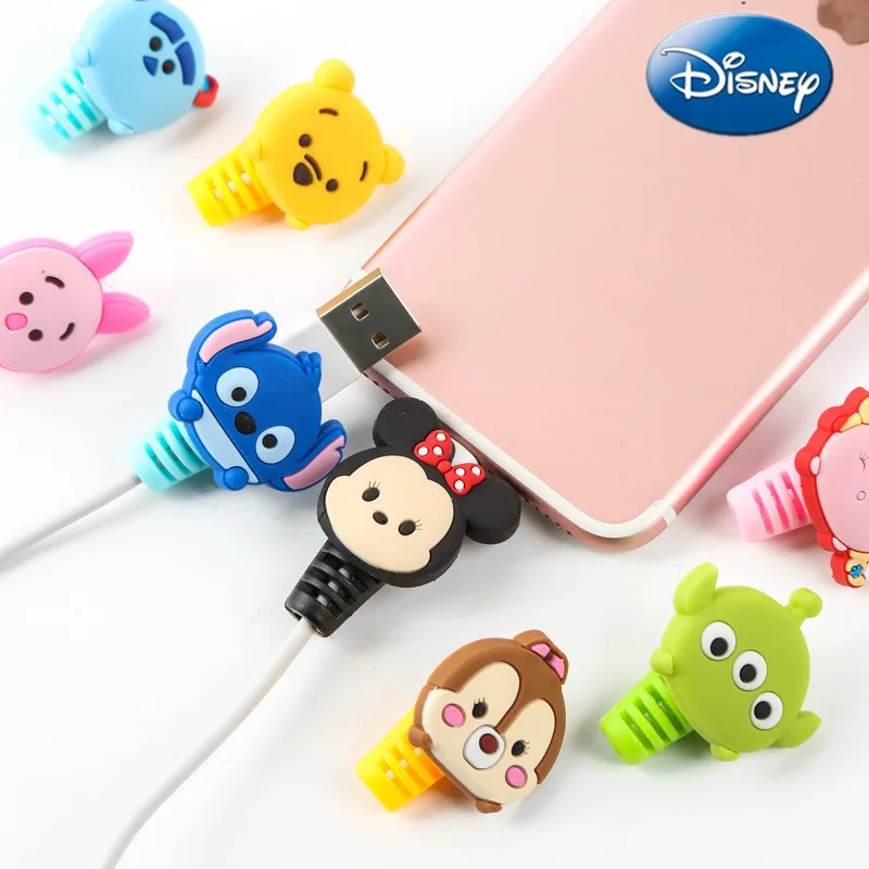 2pcs Disney Cable Protector Minnie Stitch Charger USB Cable Winder For Apple IPhone For Android Smartphone Cable