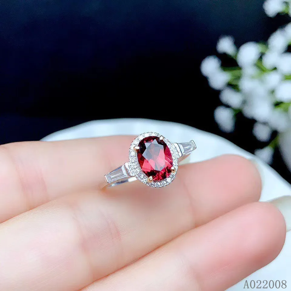 

KJJEAXCMY fine jewelry 925 sterling silver inlaid natural garnet ring delicate new female popular ring elegant support test