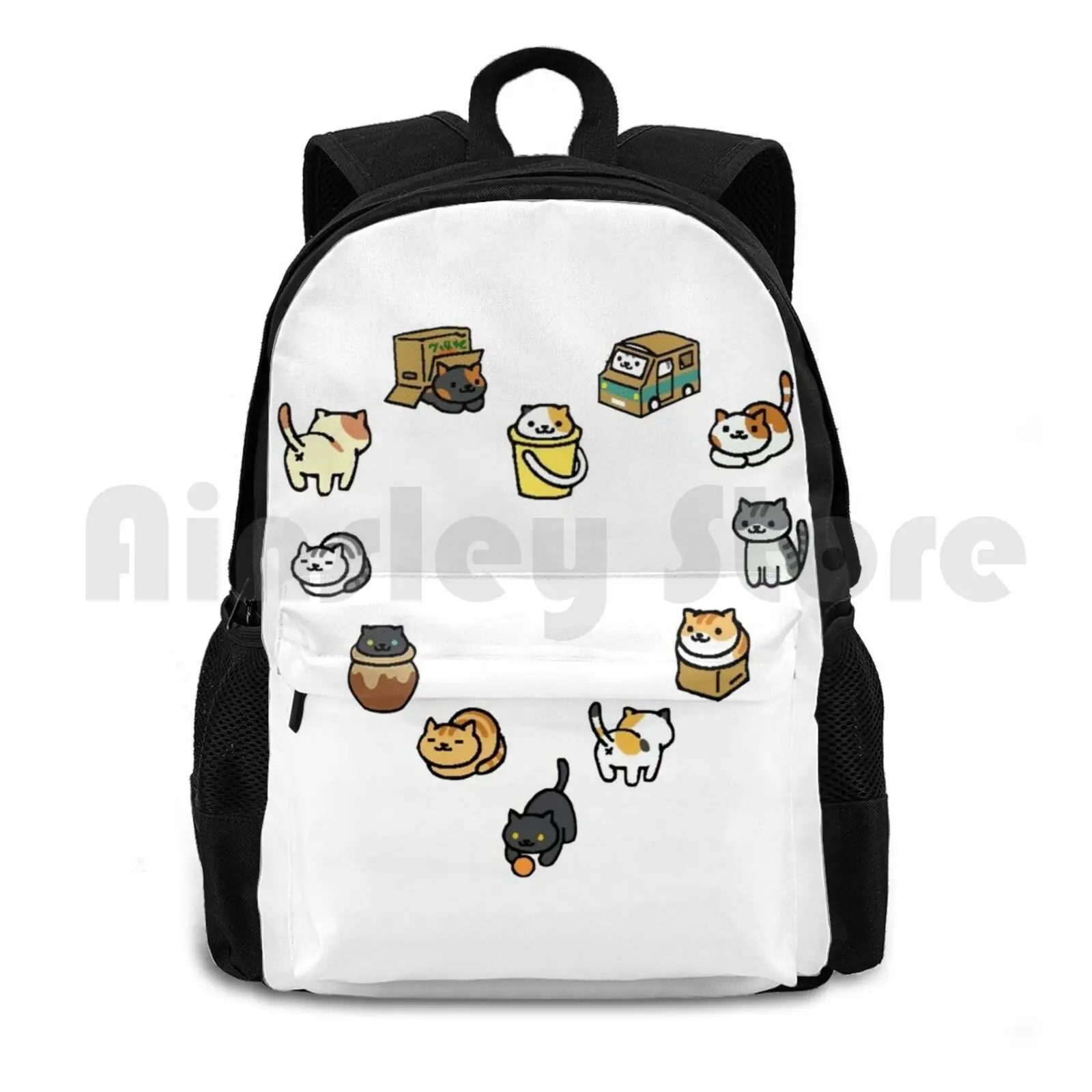 

Neko Atsume-Heart Outdoor Hiking Backpack Waterproof Camping Travel Heart Neko Atsume Japan Japanese Cute Cat Cats Kitty