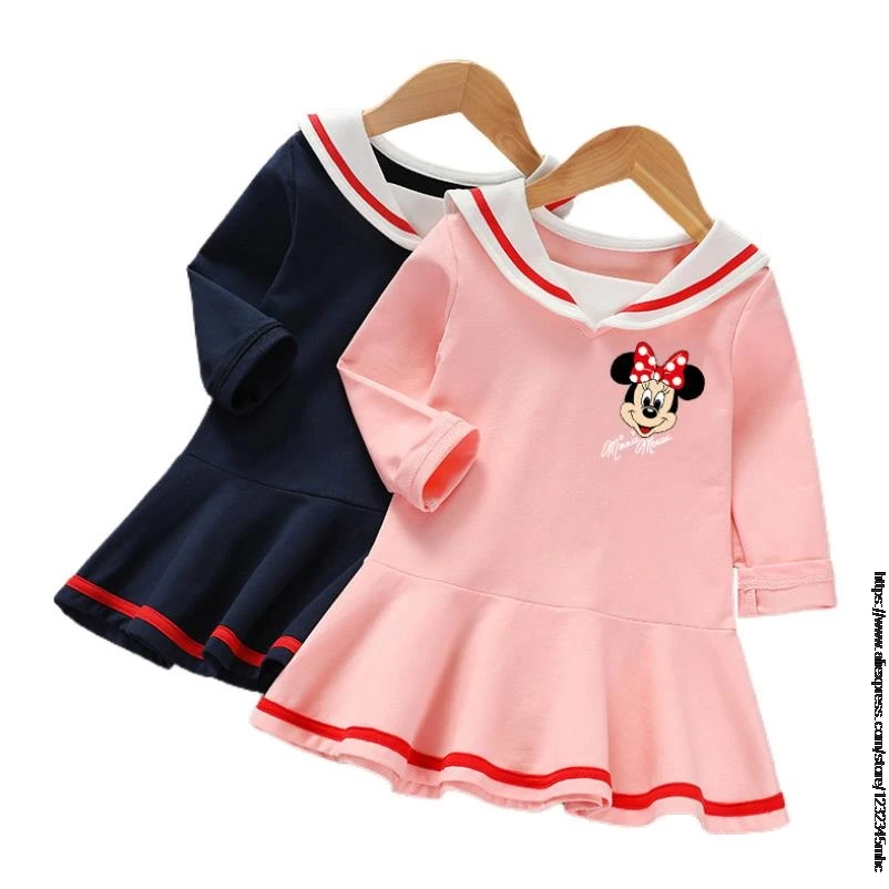 Disney Minnie Long Sleeve Girls Dress Kids Dress For Girl Winter Toddler Vestidos Fille Robe Princess Children Dress 2-8Y