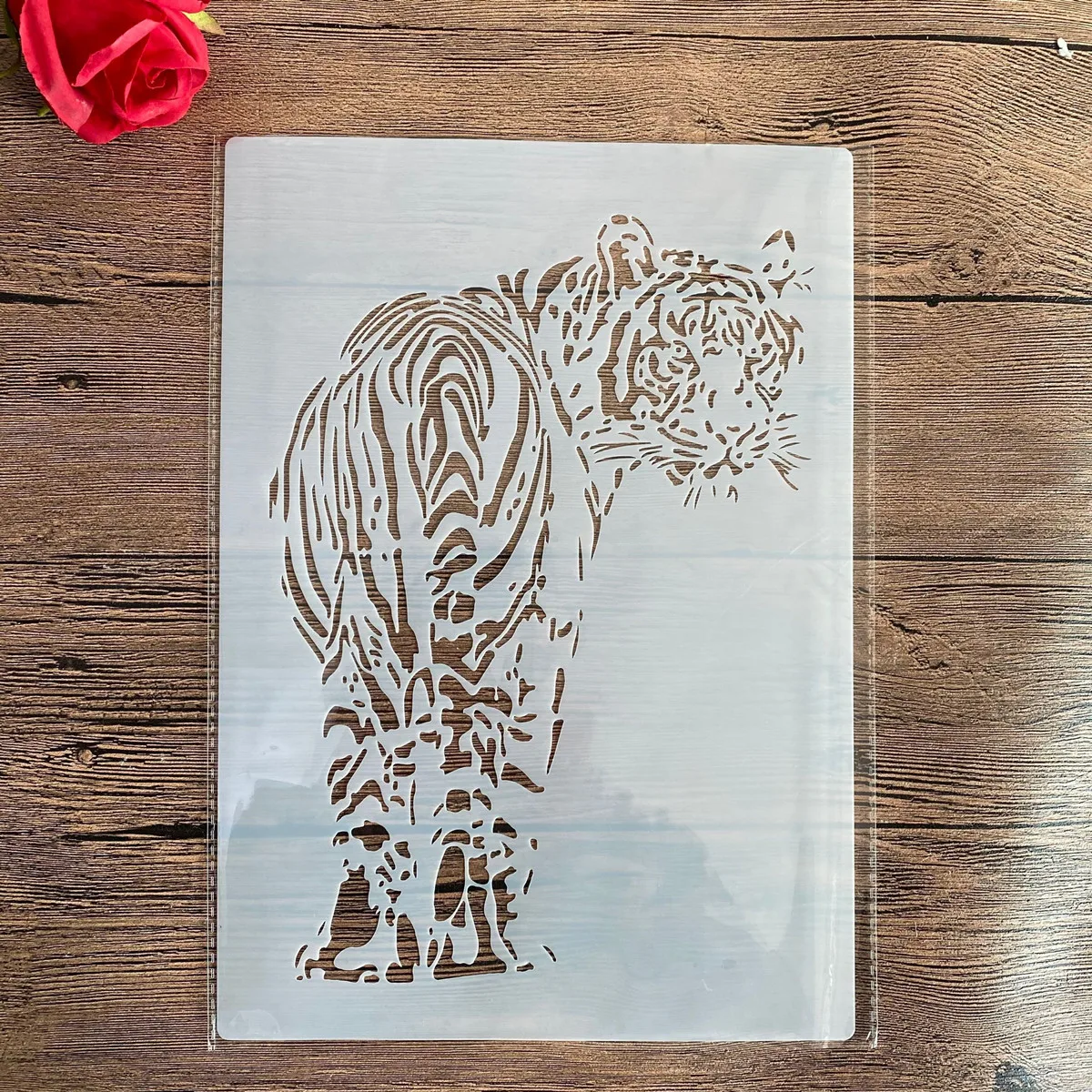 A4 size Design Stencil for Wall Painting Scrapbooking Stamp Album Decorative Embossing Craft Paper DIY Animal Tiger Stencils