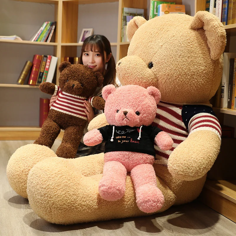 60/80/100cm 4 Colors High Qulity Various Clothes Taddy Bear Stuffed Soft Plush Toy for Child Girls Lover Birthday Gifts