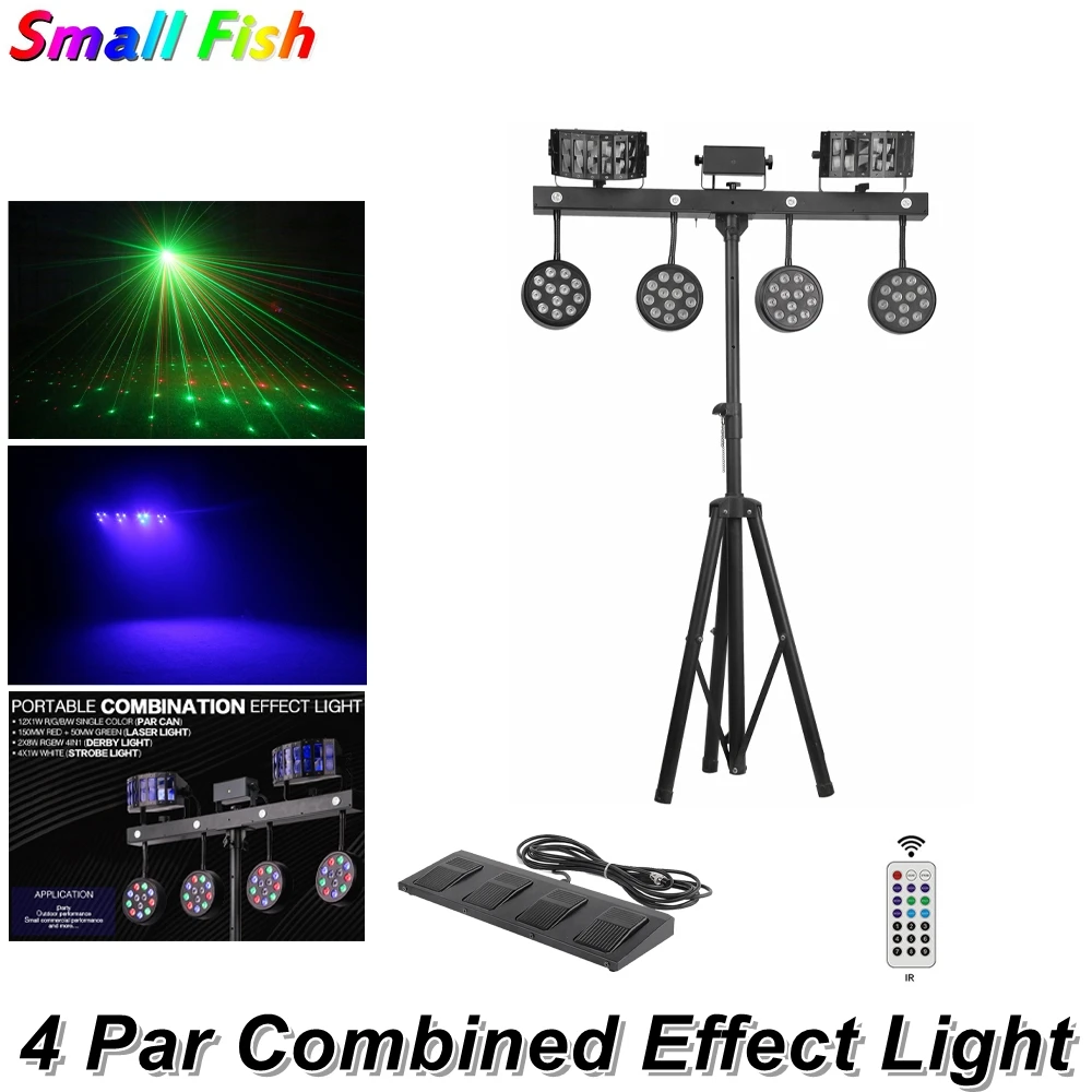 New Light Stand LED 4 Par Combined Effect Light Stage Lights Par Laser Derby Strobe Party Lighting For Bar Disco Light Nightclub