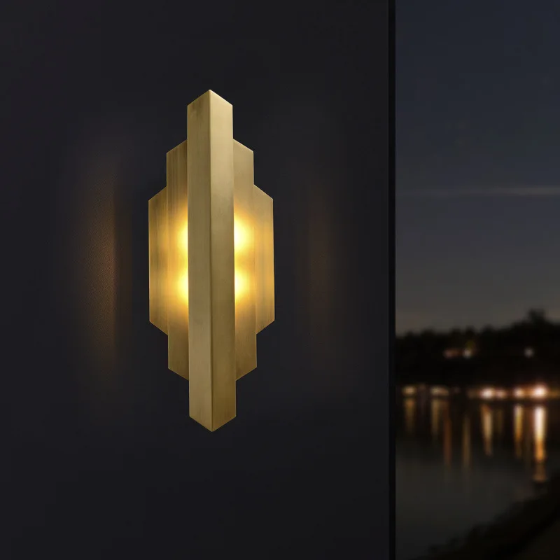 

Post-modern copper wall lamp light luxury living room background wall light bedroom bedside aisle wall lamp