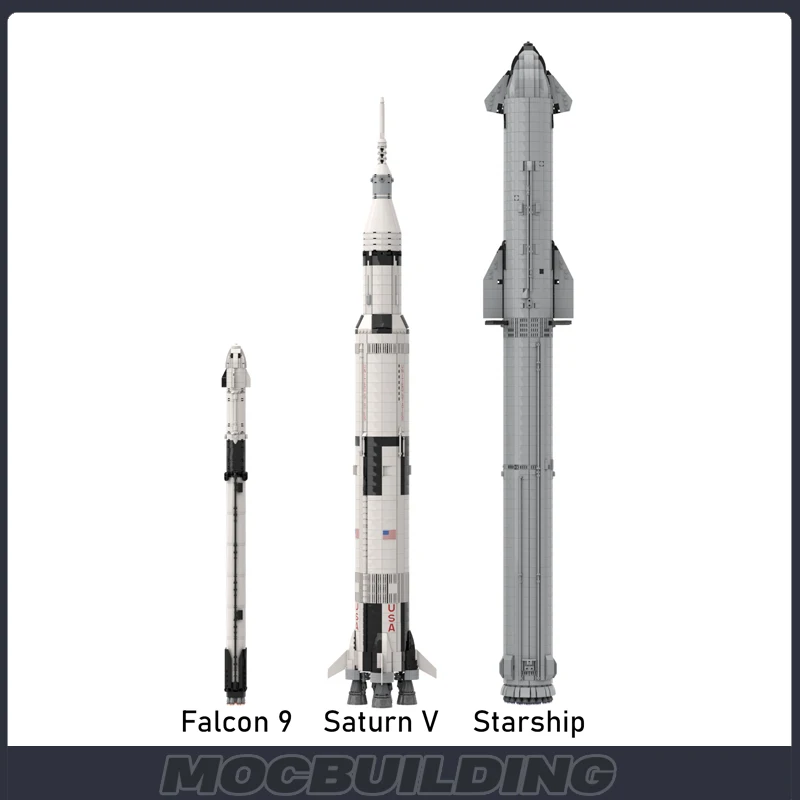 Spaceship Super Heavy Saturn V Scale Model Building Block Space Booster Rocket MOC Education Interstellar Toy Gift