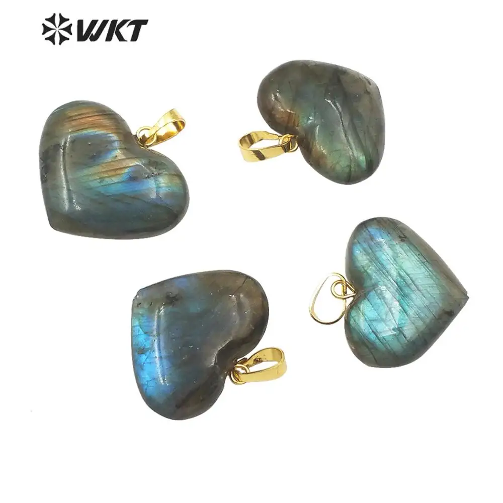 

WT-P1506 WKT Natural Stone Pendant Heart Shape Labradorite Pendant Women Fashion Pendant Jewelry Gift For Lady