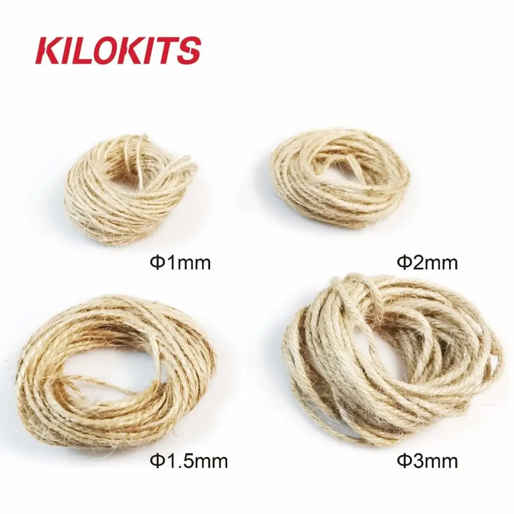 2 Bags 4 Sizes 5-10m Natural Hemp Rope for DIY Modelling Decoration Gift Wrap Bottle Wrap Crocheted Bag  Hang Lanyard