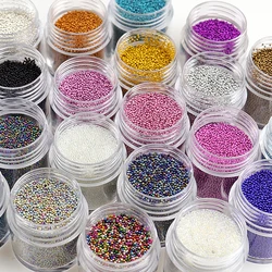 10g/Box 0.6mm0.8mm Mini Nail Art Caviar Beads 12 Colors Micro Caviar Nails Beads Nail Rhinestones 3D Nail Art Decorations