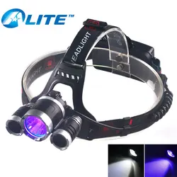 TMWT Powerful 5W XL-T6 & Side light 3W L2 USB Rechargeable Headlamp UV & White LED.Headlight For fishing and outdoor camping