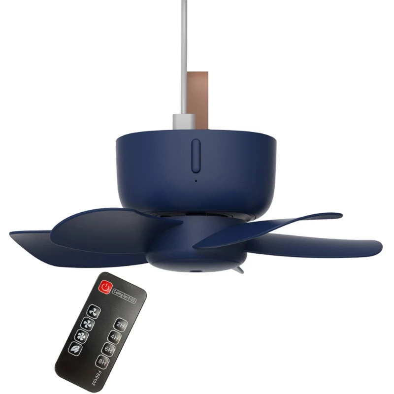

Remote Control Timing USB Powered Ceiling Fan Air Cooler 4 Speed USB Fan for Bed Camping Outdoor Hanging Camper Tents Hanger Fan