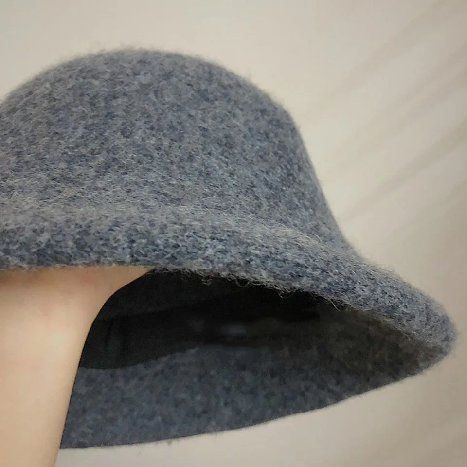 Herbst Winter Wolle Eimer Hut Frauen Mode Vintage Fischer Hüte vielseitige Kappe Frühling Filz Hut 6 Farben faltbar versand kostenfrei – Detail 18