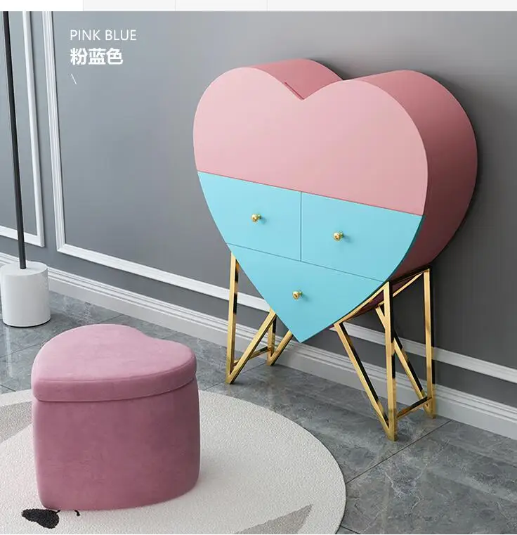 Multifunctional dressing table heart-shaped bedroom wall-mounted dressing table with lamp net red princess dressing table light