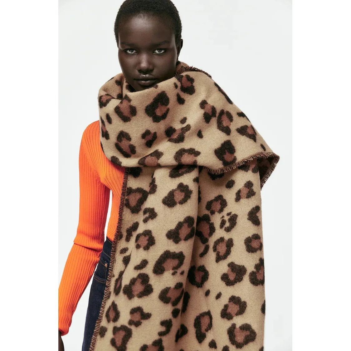 Bufanda cálida de Cachemira para mujer, Foulard de leopardo, chal grueso y suave con borlas cortas, estola larga, Invierno