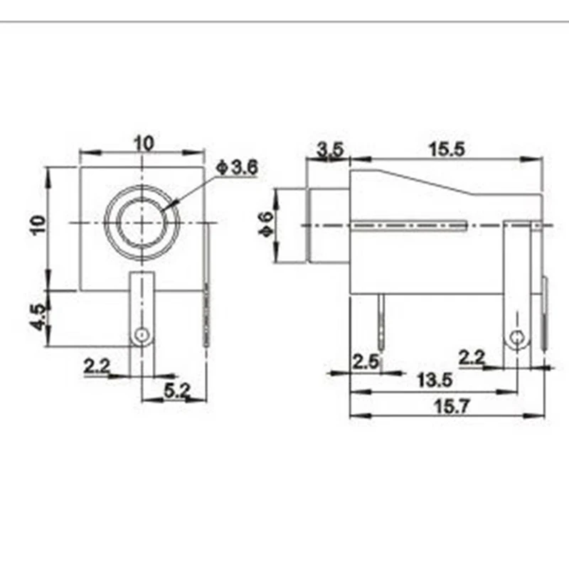 10pcs PJ-202/302 DC presa di corrente connettore l'alimentazione elettrica femmina di alimentazione collegare Jack 3pin PJ-202M PJ-302M
