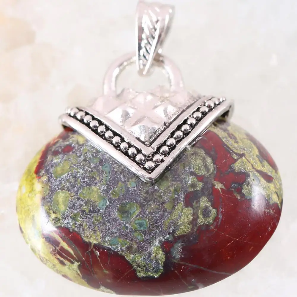 Pendant Oval CAB Cabochon Natural Stone Pendant Real Pink Rhodonite Green Amazonite Necklace Pendant For Women Men Jewelry Gift