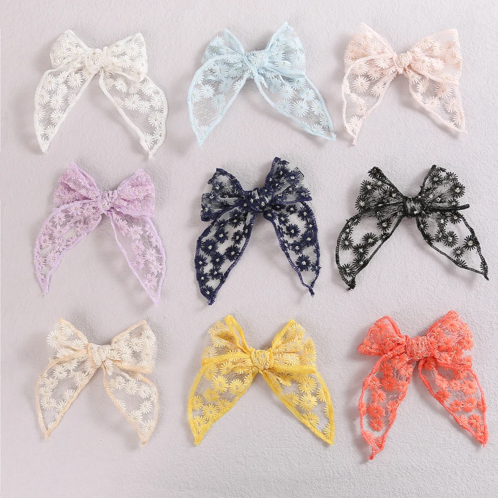 

Baby Hair clips For Girls kids Bow Embroidery Daisy Hairpins Children Handmade Barrettes Infant Hair Accessories Bulk 10Pcs/Lot