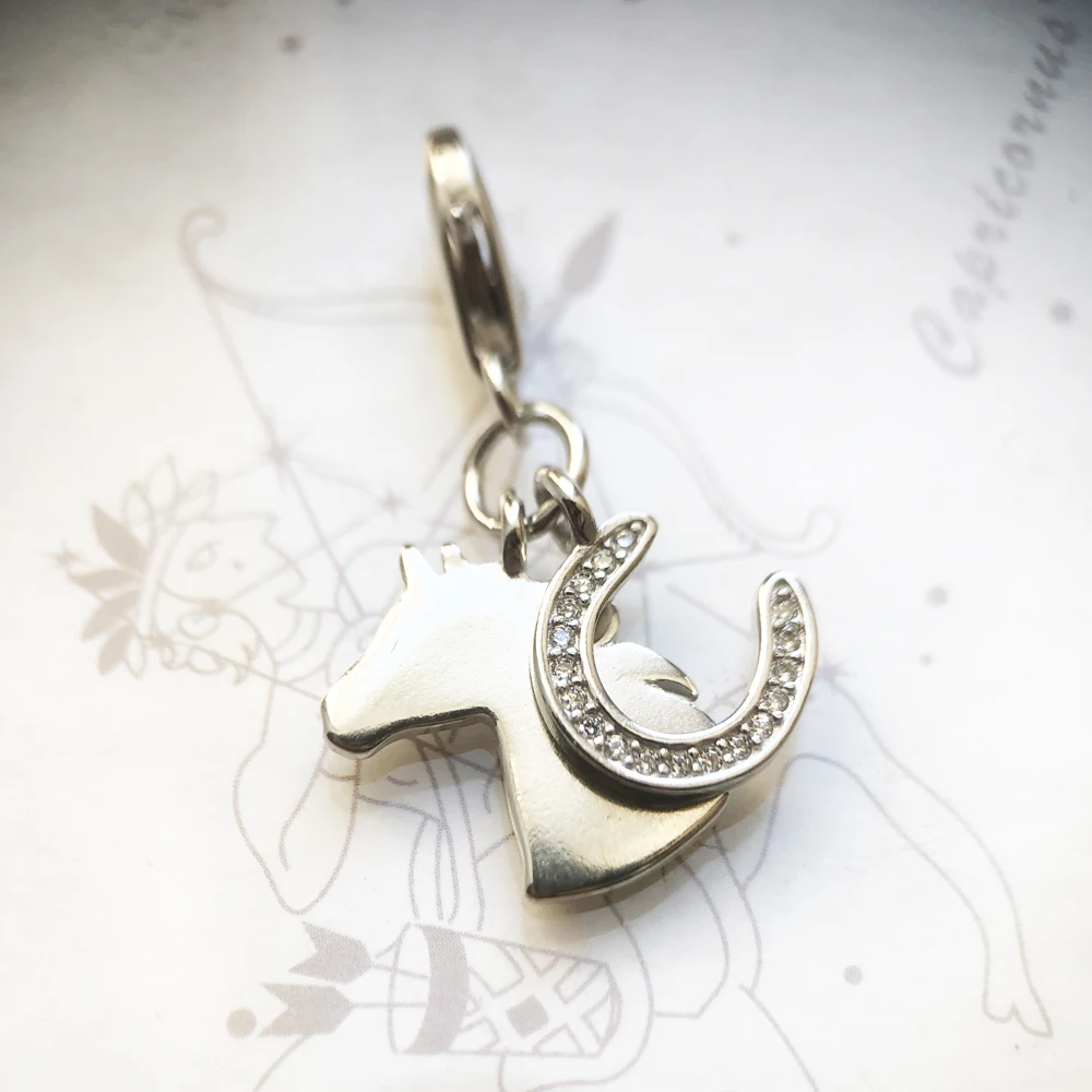 New Horse With Horseshoe Pendant Lucky Charm For Men Women Winter 925 Sterling Silver Gifts