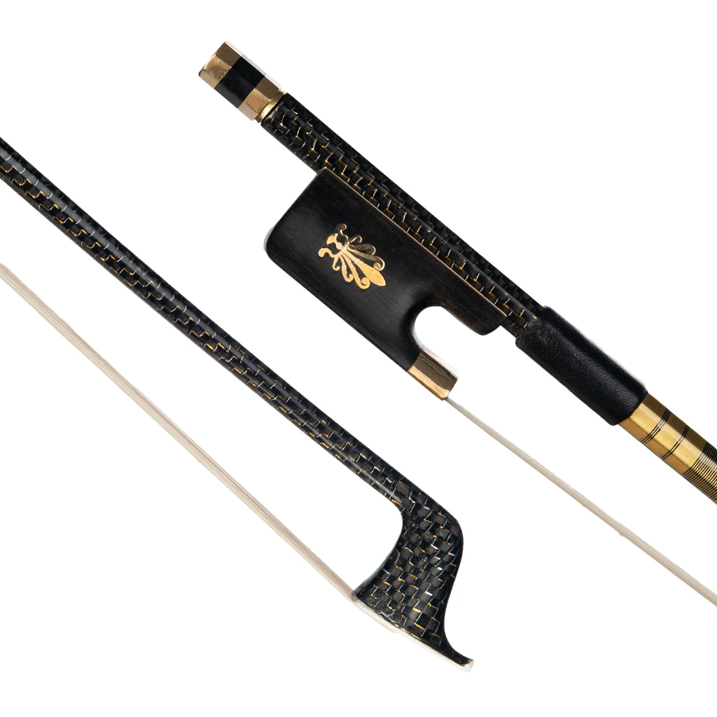 Master 4/4 Cello Bow Carbon Fiber Bow Golden Silk Braided Carbon Fiber Stick Round Stick AAA Grade Horsehair Fast Response