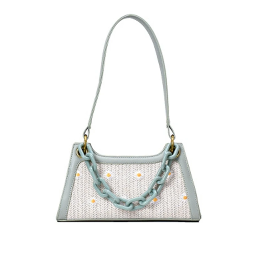 

Fashion wild Weaving Female Travel Shoulder Messenger Bag Elegant Shoulder Handbags Sweet Flowers Shoulder Bag