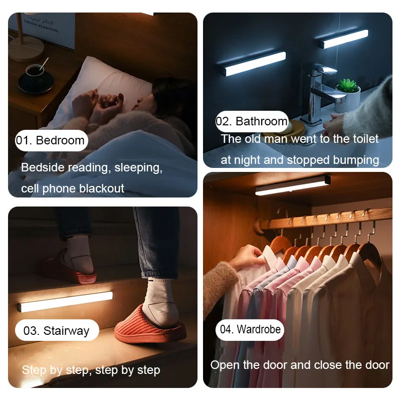 LED Body Induction Small Night Lamp Household Corridor Charging Corridor Sound Light Control Intelligent Long Wardrobe Wall Lamp