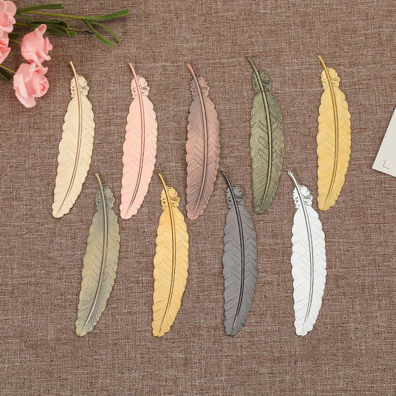 1 Pcs Creative Metal Feather Bookmark Rose Gold Chinese Style Retro Craft Student Stationery Teacher Gift