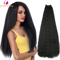 Kinky yaki feixes de cabelo reto sintético pré-esticado trança extensões de cabelo 22 Polegada 3x pré loop tecer crochê tranças de cabelo