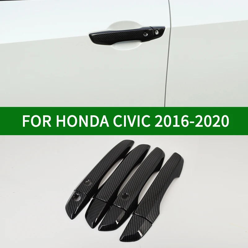

Углеродное волокно узор боковая дверная ручка Накладка для Honda Civic десятое поколение 2016 2017 2018 2019 2020