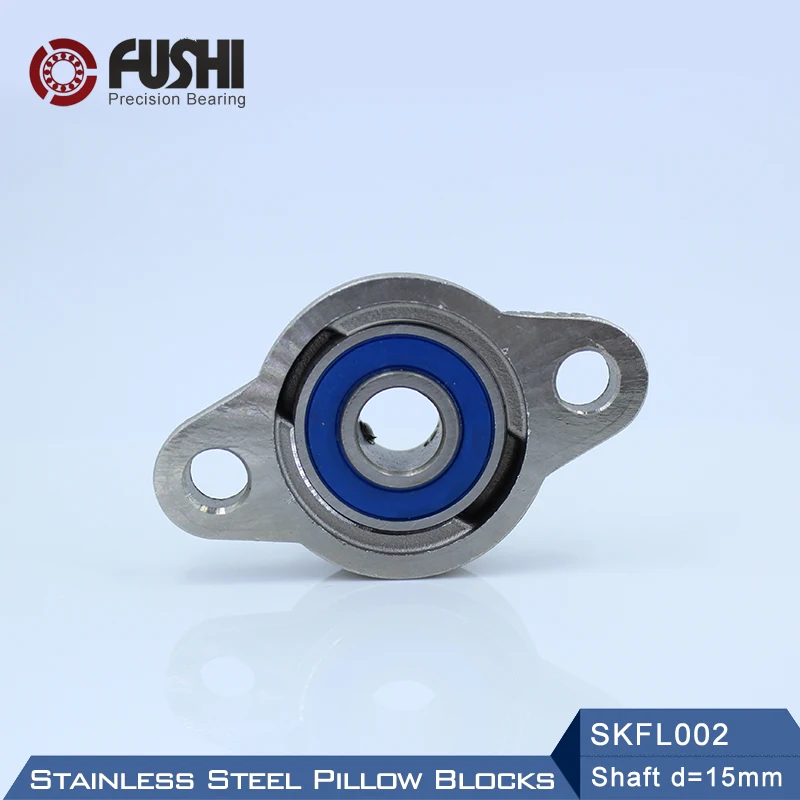 SKFL002 베어링 샤프트 15mm ( 1 Pc ) SSKFL002 스테인레스 스틸 베개 블록 S KFL002 15mm 베어링