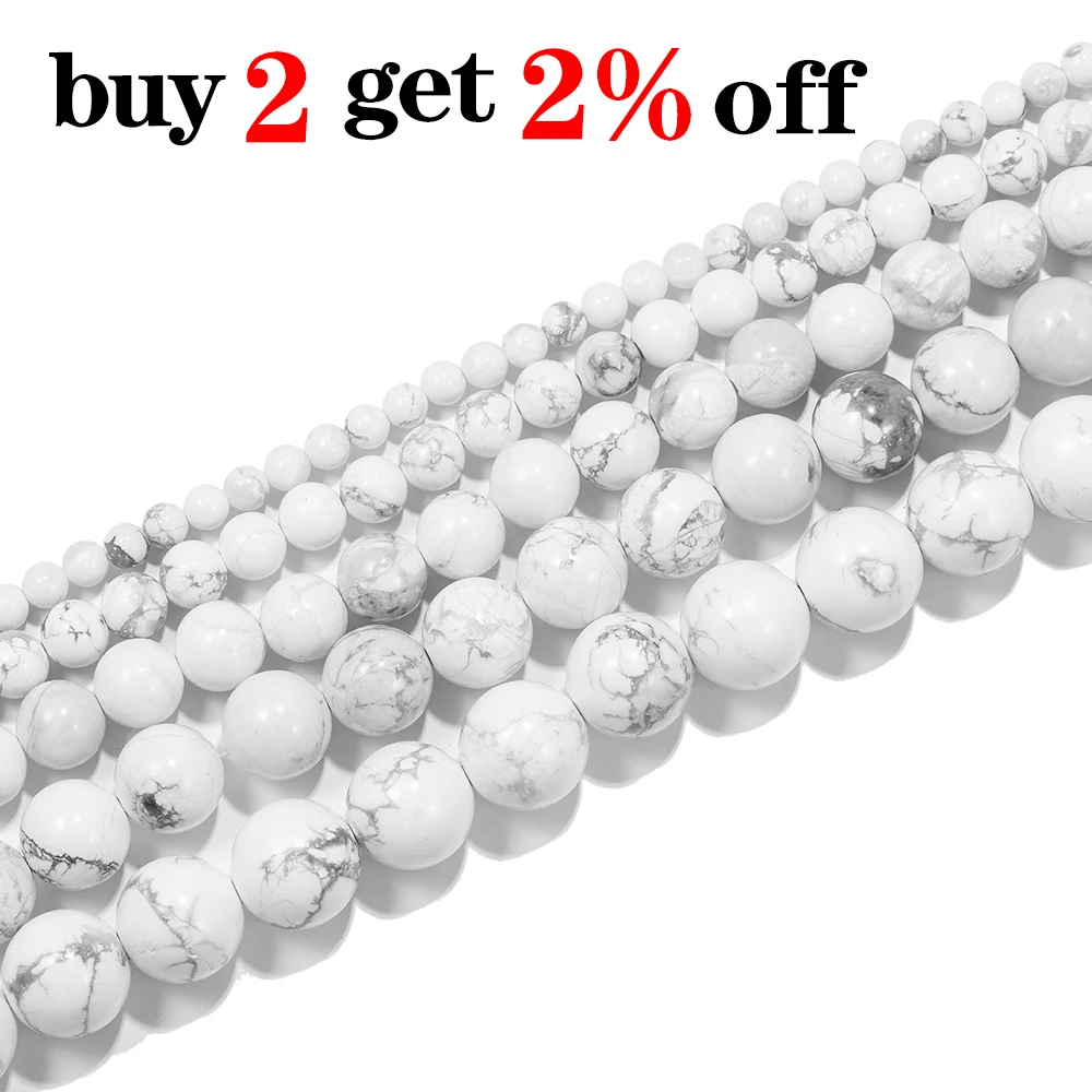 1strand/lot 4/6/8/10mm White Howlite Turquoises Round Loose Spacer Natural Stone Beads For DIY Bracelet Jewelry Makings Supplies image 2